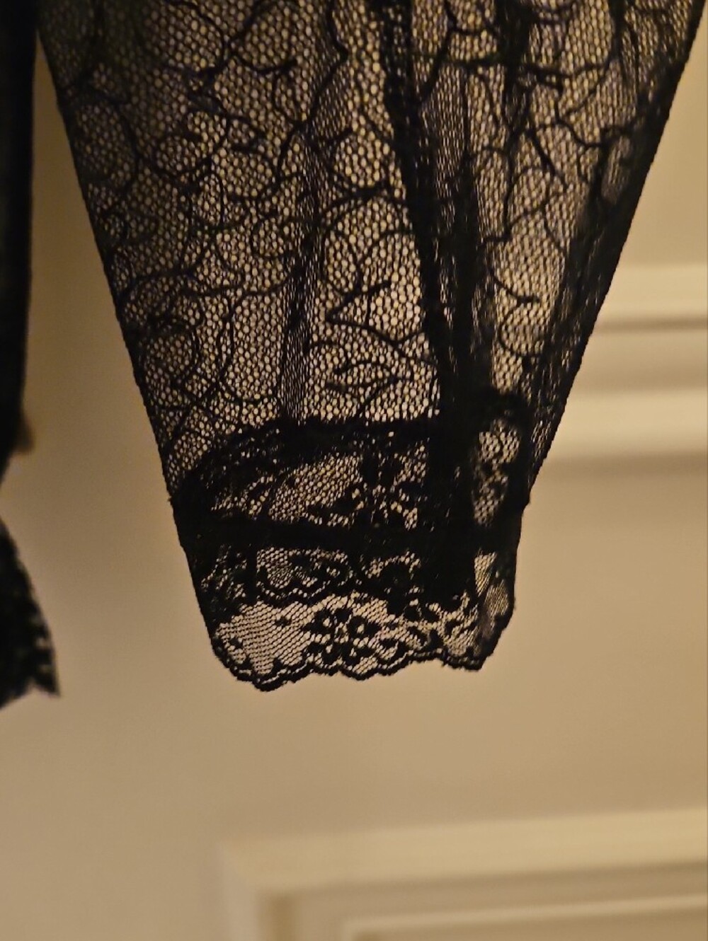 Black Lace Long-Sleeve Sheer Top - Small - Picture 3 of 3